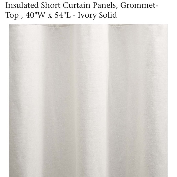 Insulated Short Curtain Panels, Grommet-Top , 40"W x 54"L - Ivory Solid - Picture 1 of 4